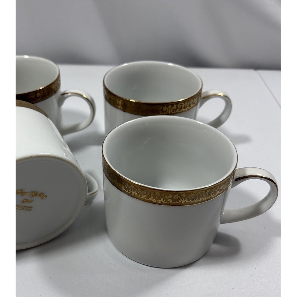 VTG Royal Gallery Gold Buffet Teacups Set of 4 1991 Macys Fine China